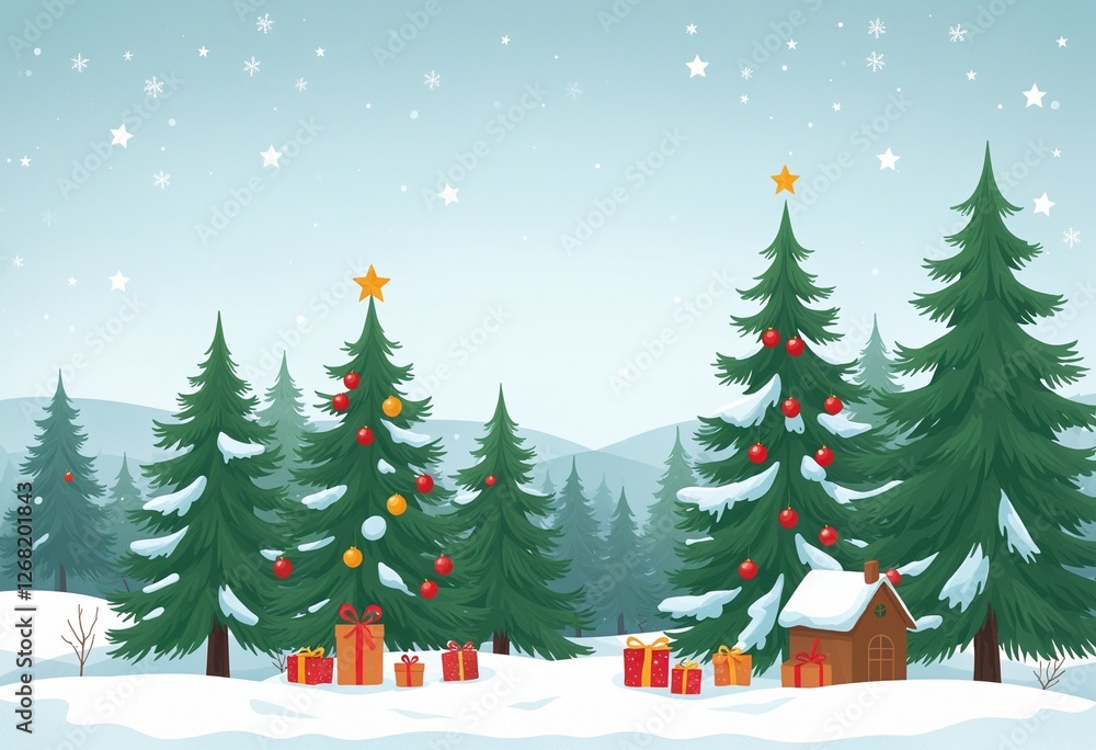Obraz premium Winter Wonderland: A Serene Outdoor Christmas Landscape
