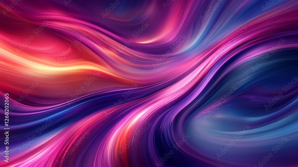 Obraz premium A colorful, abstract painting with a purple and blue swirl