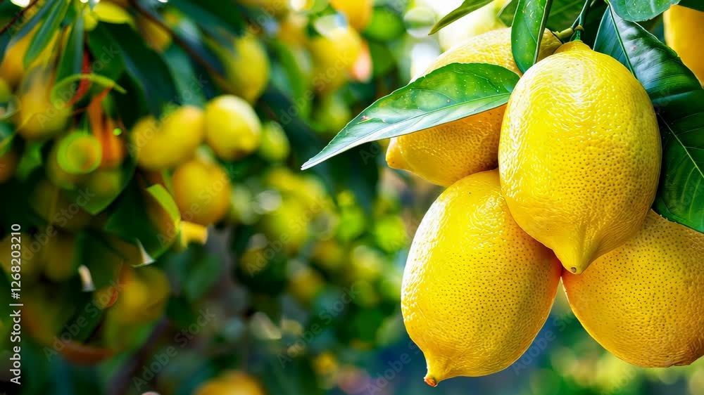 Ripe yellow lemons grow on a lemon tree, surrounded by lush green leaves, Ai Generated