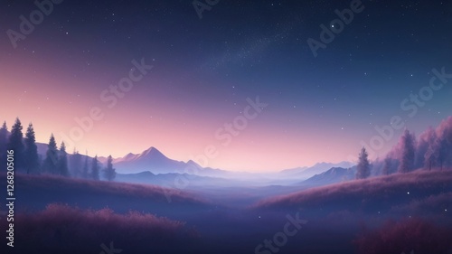 Wallpaper Mural Soft twilight colors fading into the night with delicate star patterns Torontodigital.ca