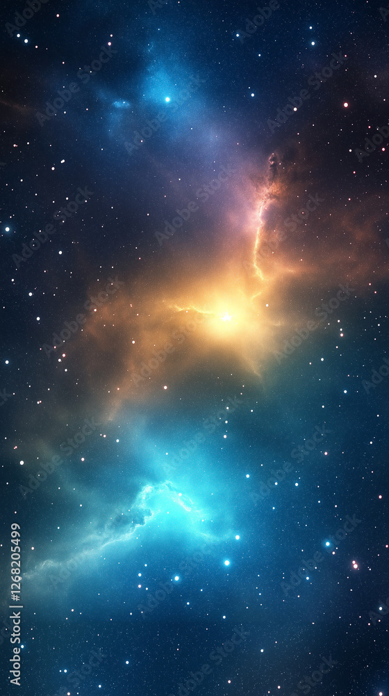 Fototapeta premium Stunning cosmic space background with nebulae, stars, and vibrant colors in deep space