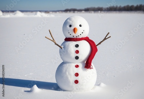 Cheerful Snowman in a Winter Wonderland: A Festive Holiday Scene