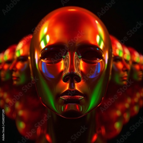 Close Up Metallic Mannequin Faces