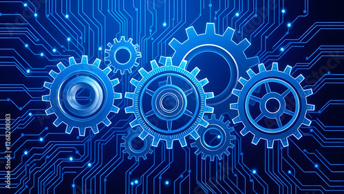 Gears and cogs illustrate mechanical teamwork in industrial machinery photo