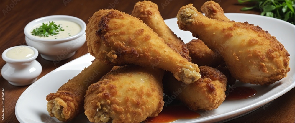 Crispy Golden Chicken Drumsticks with Zesty Dipping Sauce Crispy Golden Chicken Drumsticks with Zesty Dipping Sauce