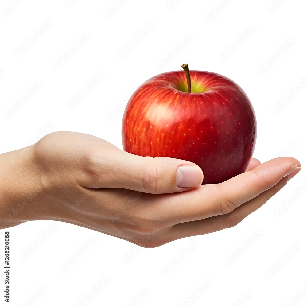 Hand Presenting Apple on White Background Hand Presenting Apple on White Background