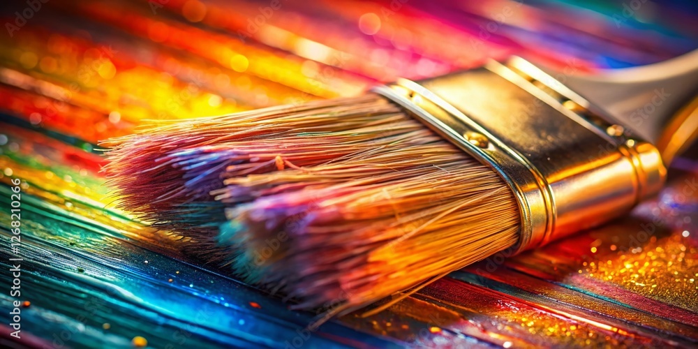 High-Definition Close-up of a Paintbrush, Artistic Tools, Painting Supplies, Creative Hobby High-Definition Close-up of a Paintbrush, Artistic Tools, Painting Supplies, Creative Hobby