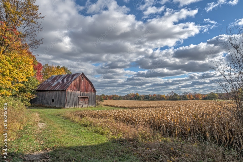 Rolling countryside with a rustic barn Rolling countryside with a rustic barn