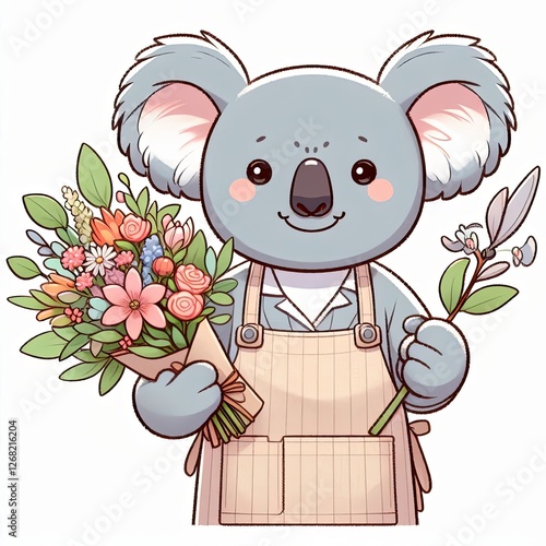 Cute Koala Character as a Professional Florist photo