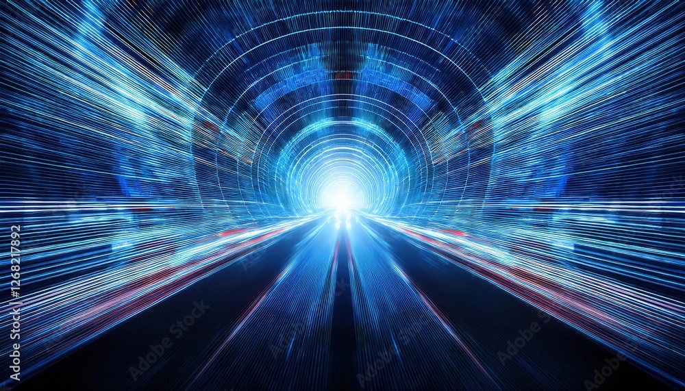 Obraz premium Firefly Dynamic Digital Tunnel with Light Speed Energy Flow Effect