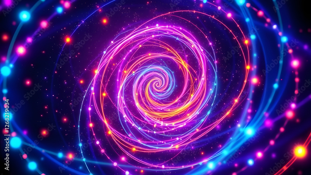 Fototapeta premium A swirling spiral galaxy of light and color creates an abstract design in space