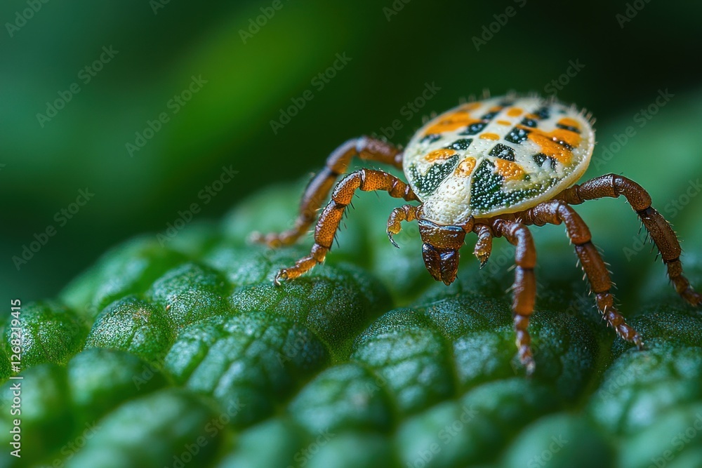 Tick on Green Leaf Macro Shot Health Danger Parasite Insect Nature Tick on Green Leaf Macro Shot Health Danger Parasite Insect Nature