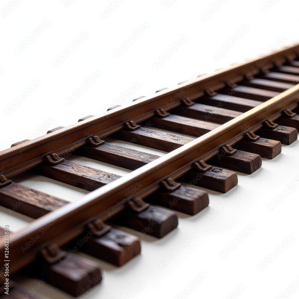Detailed CloseUp of Wooden Railway Track on Smooth Transparent Background. A close up of a wooden train track on a transparent background. Detailed CloseUp of Wooden Railway Track on Smooth Transparent Background. A close up of a wooden train track on a transparent background.