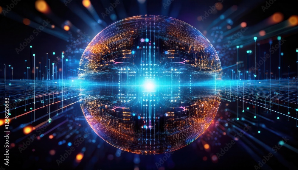 Firefly Futuristic Quantum Computing Particles with Glowing Data Points Firefly Futuristic Quantum Computing Particles with Glowing Data Points