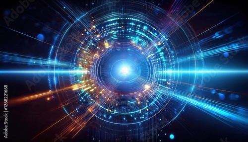 Firefly Futuristic Quantum Computing Particles with Glowing Data Points