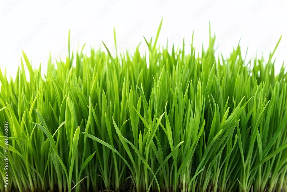 Lush Green Grass Border, Isolated White Background - Aerial Drone View Stock Photo Lush Green Grass Border, Isolated White Background - Aerial Drone View Stock Photo