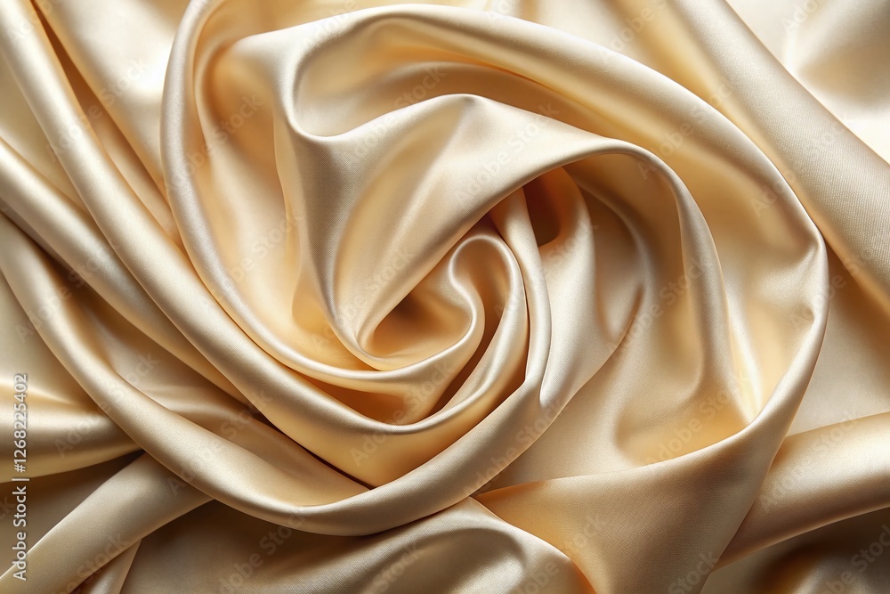 Luxurious Creme Beige Satin Fabric Drape, Elegant Wave Texture Background Luxurious Creme Beige Satin Fabric Drape, Elegant Wave Texture Background