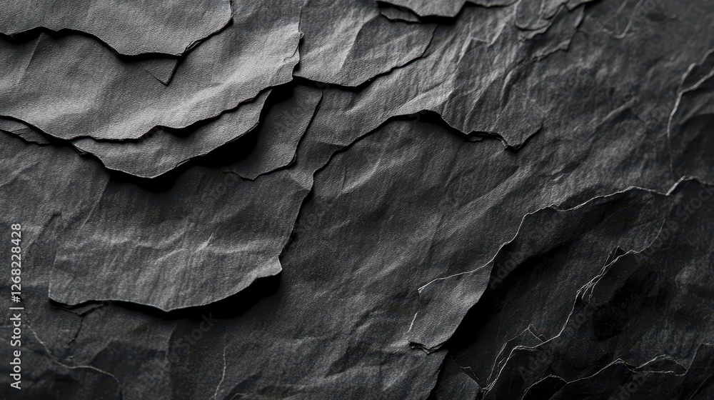 Textured close-up of dark gray slate stone layers, showcasing intricate details and natural patterns that evoke a sense of depth and elegance. Textured close-up of dark gray slate stone layers, showcasing intricate details and natural patterns that evoke a sense of depth and elegance.