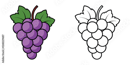 Grapes Fruit Coloring Book For Kids Printable Vector