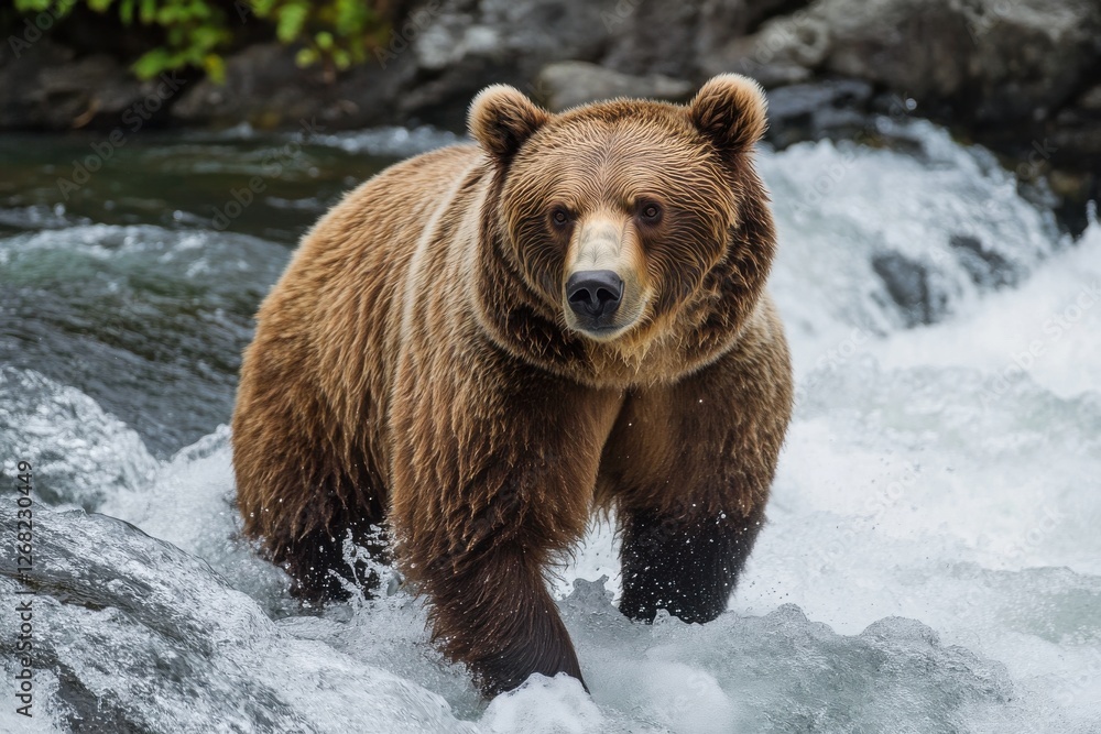 A majestic bear fishing in a river A majestic bear fishing in a river