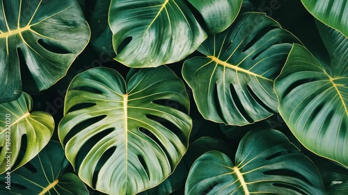 Wallpaper Mural Monstera leaves create a lush, tropical atmosphere in a vibrant setting filled with greenery Torontodigital.ca