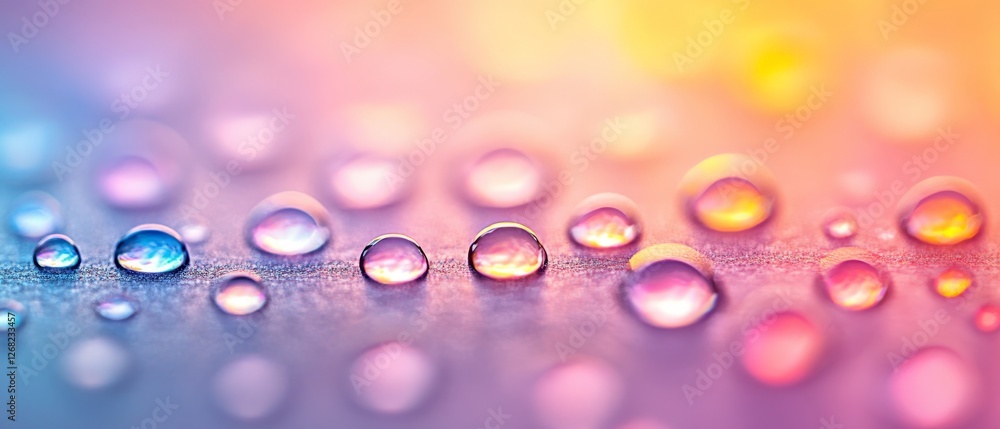 Abstract close-up of water droplets reflecting vibrant pink and blue light in futuristic macro photography concept emphasizing fluid dynamics science and high-tech aesthetic in digital stock image Abstract close-up of water droplets reflecting vibrant pink and blue light in futuristic macro photography concept emphasizing fluid dynamics science and high-tech aesthetic in digital stock image