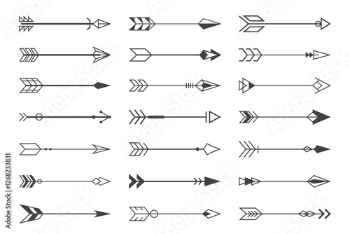 Hand drawn arrows with geometric and tribal elements