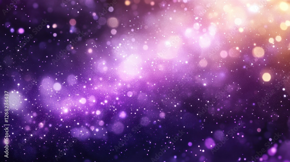 Obraz premium A mesmerizing cosmic background featuring a blend of purple, pink, and golden hues, illuminated by glowing orbs, evoking a sense of wonder and mystery.