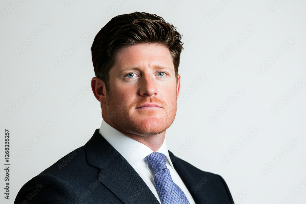 Serious businessman in formal suit with confident professional look against neutral background exuding leadership authority and corporate success in executive portrait photography Serious businessman in formal suit with confident professional look against neutral background exuding leadership authority and corporate success in executive portrait photography
