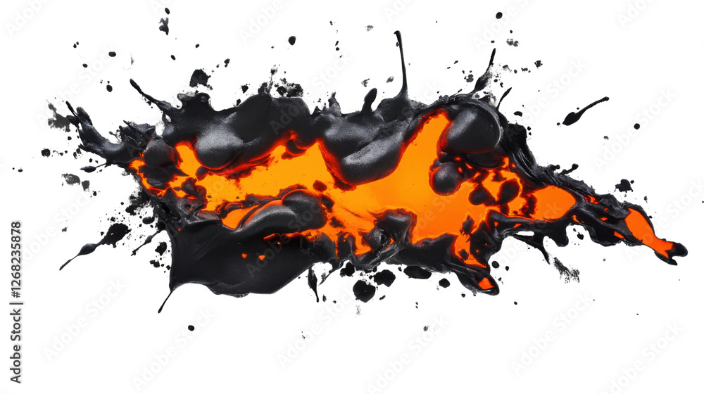 Black and orange paint splashing with transparent background Black and orange paint splashing with transparent background