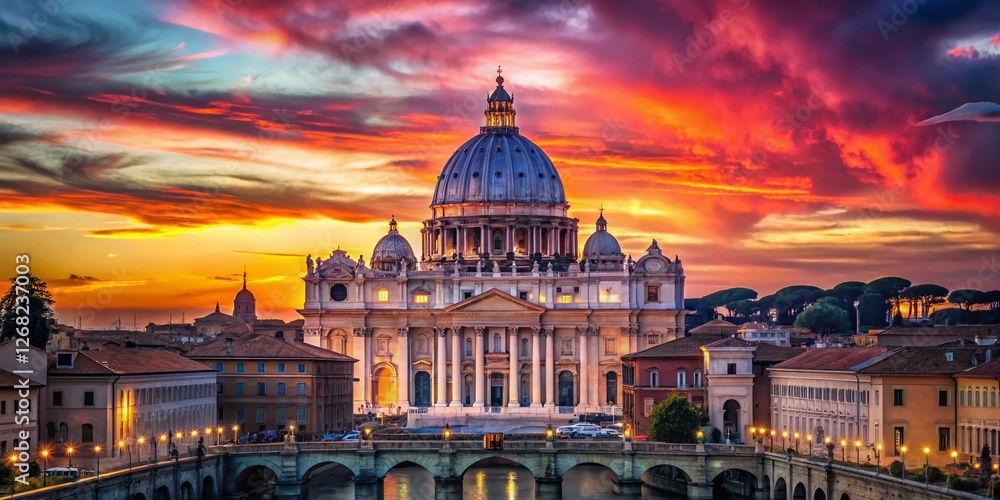 Fototapeta premium Majestic Roman Sunset: Long Exposure of St. Peter's Basilica