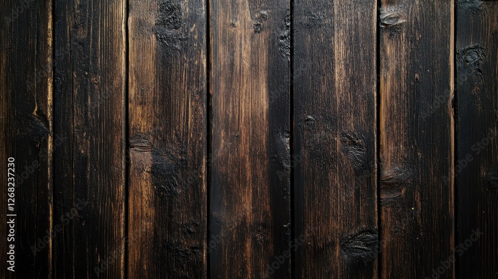 A rustic wooden background featuring dark stained planks that create a warm, cozy feel, perfect for a variety of creative projects.