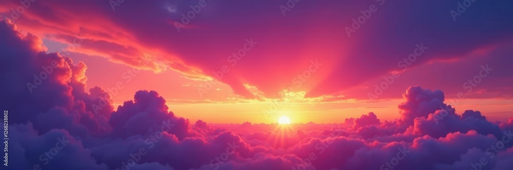 Fiery orange and purple clouds bleed across a vibrant twilight sky , sky, fiery, twilight Fiery orange and purple clouds bleed across a vibrant twilight sky , sky, fiery, twilight