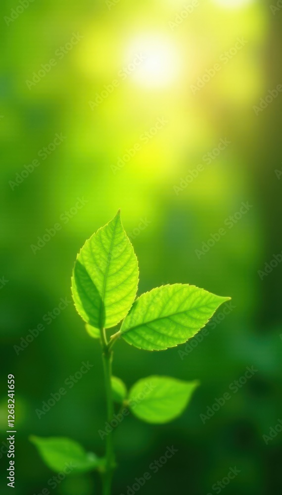Soft-focus green leaves, sunlit, blurred background, macro, close-up, image Soft-focus green leaves, sunlit, blurred background, macro, close-up, image