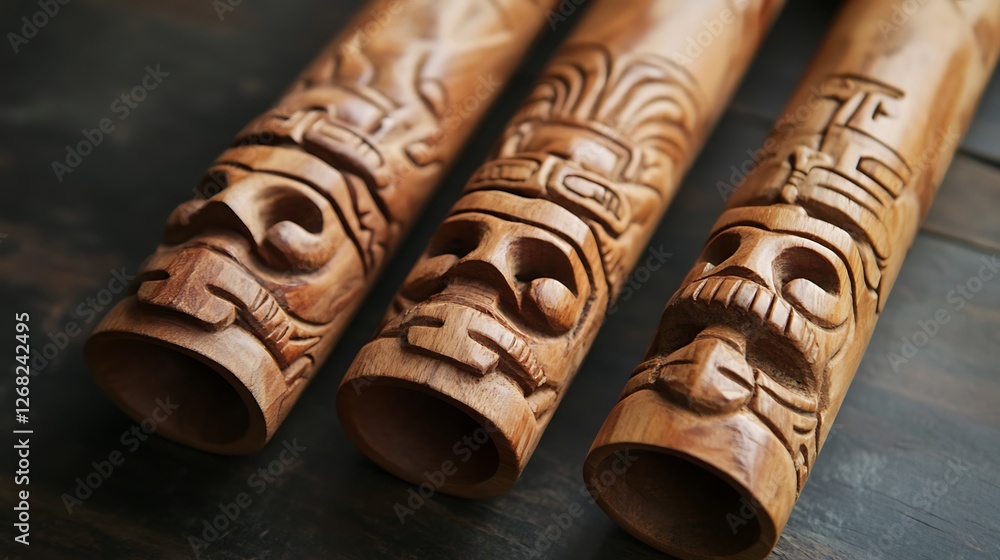 Ancient Mayan Carved Wooden Cylinders Ancient Mayan Carved Wooden Cylinders