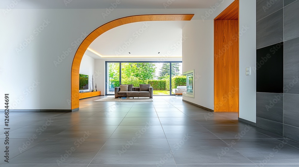 Obraz premium Modern house interior features an open floor plan design