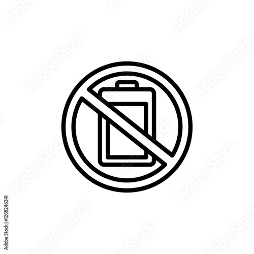 no battery icon Simple thin line stroke vector