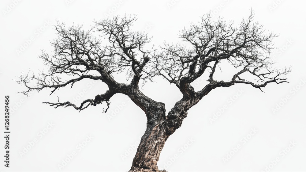 Fototapeta premium Majestic Bare Tree Silhouette Against a Clear Sky Capturing Nature's Stark Beauty and Elegance