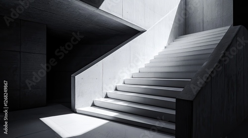 Wallpaper Mural Concrete Staircase in Modern Architectural Space with Light and Shadow Torontodigital.ca