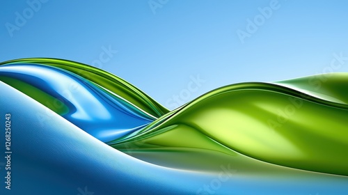 Abstract Green And Blue Wavy Forms Design