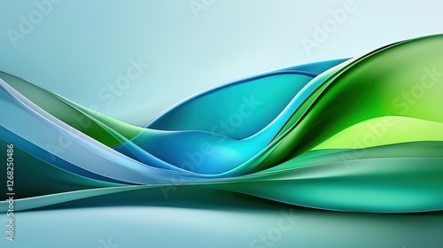 Abstract Green Blue Wave Forms Design