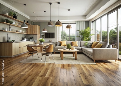 Modern Minimalist Interior Design  Wood Laminate   Vinyl Tile Flooring