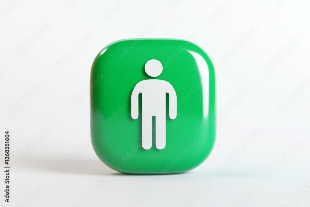 Green rounded button, male symbol, white background, digital design, app icon Green rounded button, male symbol, white background, digital design, app icon