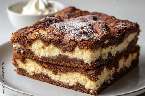 Double Decker Cheesecake Brownie: Indulge in the rich, decadent layers of this double-decker brownie cheesecake. The moist brownie base is swirled with creamy cheesecake filling.