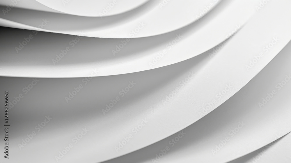 Obraz premium Smooth white paper curves create elegant and minimalist background, showcasing texture and depth. Ideal for design projects and artistic presentations