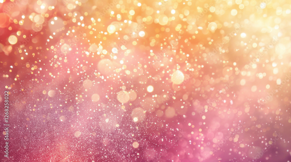 Obraz premium Bright and colorful bokeh background with golden and pink hues, creating dreamy and festive atmosphere. Perfect for celebrations and artistic designs
