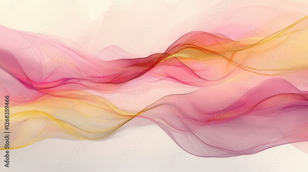 A modern abstract design with sweeping curves in deep rose, peach, and soft gold that give the illusion of flowing movement. The color transitions create a peaceful A modern abstract design with sweeping curves in deep rose, peach, and soft gold that give the illusion of flowing movement. The color transitions create a peaceful