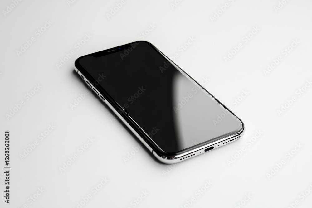 Sleek phone mockup, white background, blank screen, app display Sleek phone mockup, white background, blank screen, app display