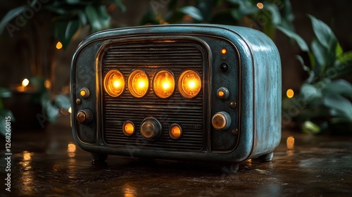 Wallpaper Mural Vintage Radio Lamp: A Nostalgic Glow in the Dark Torontodigital.ca