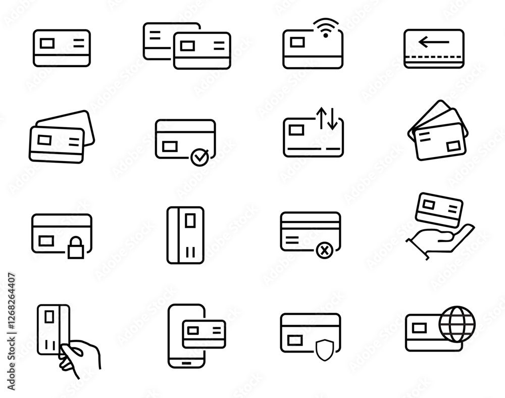 Credit cards icon set editable stroke Credit cards icon set editable stroke